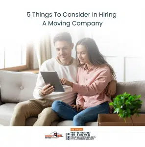 couple checking the guidelines in selecting a moving company in Dubai